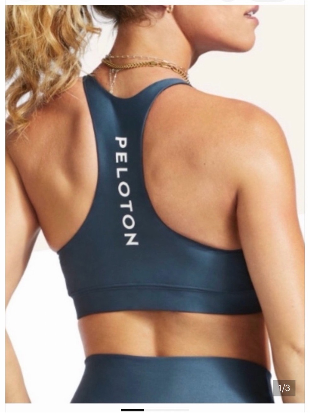Peloton Dark Teal Racerback Sports Bra with Vertical Logo